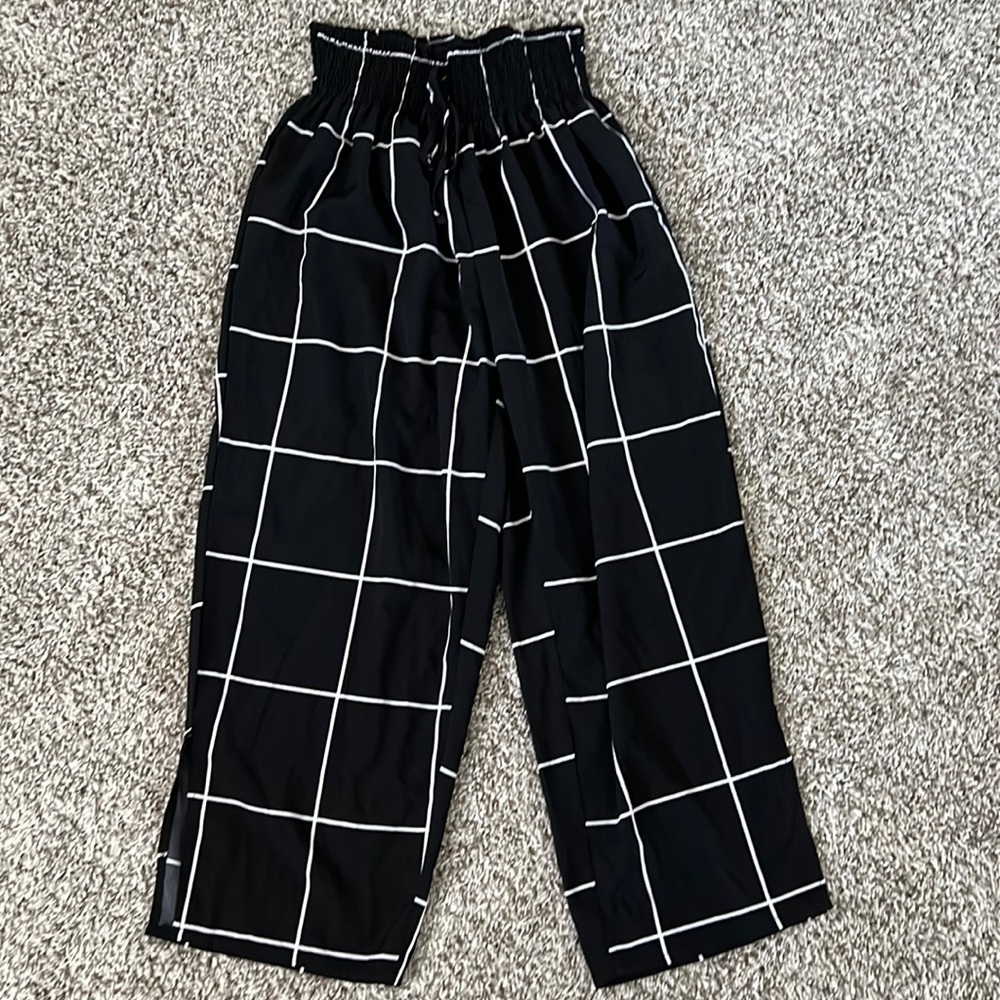 Brand new SHEIN Curve Plus Grid Print Shirred Knot Front Pants Size 2XL